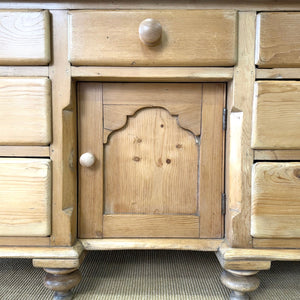 An English Country 7 Drawer Pine Buffet or Sideboard