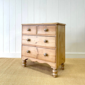 An Antique English Pine Chest of Drawers Dresser Tulip Feet c1890