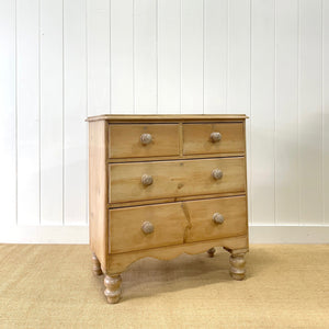 An Antique English Pine Chest of Drawers Dresser Tulip Feet c1890