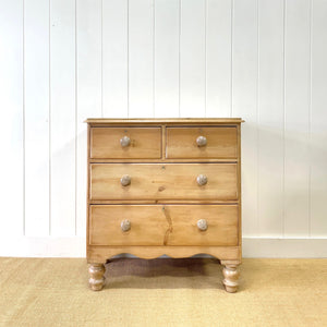An Antique English Pine Chest of Drawers Dresser Tulip Feet c1890