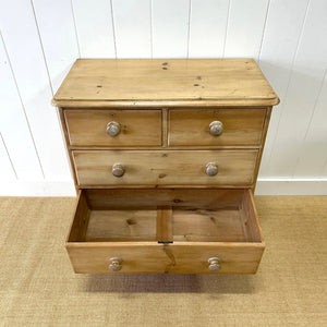 An Antique English Pine Chest of Drawers Dresser Tulip Feet c1890