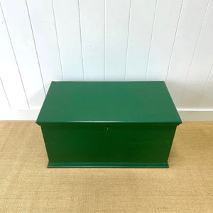 A Green English Pine Blanket Box or Coffee Table With Iron Handles c1850