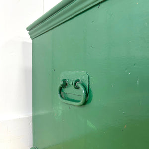 A Green English Pine Blanket Box or Coffee Table With Iron Handles c1850