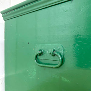 A Green English Pine Blanket Box or Coffee Table With Iron Handles c1850