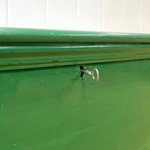 A Green English Pine Blanket Box or Coffee Table With Iron Handles c1850