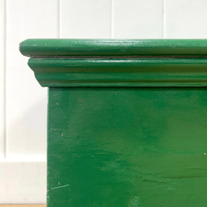 A Green English Pine Blanket Box or Coffee Table With Iron Handles c1850