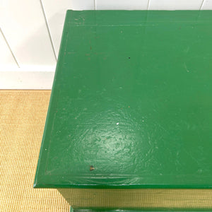 A Green English Pine Blanket Box or Coffee Table With Iron Handles c1850