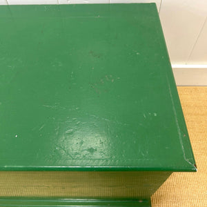 A Green English Pine Blanket Box or Coffee Table With Iron Handles c1850
