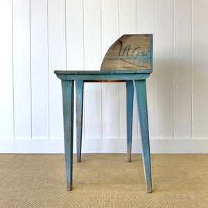 CVX - An Antique and Rustic Blue Galleried Side Table or Potting Bench