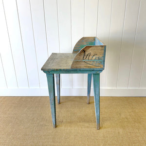 CVX - An Antique and Rustic Blue Galleried Side Table or Potting Bench