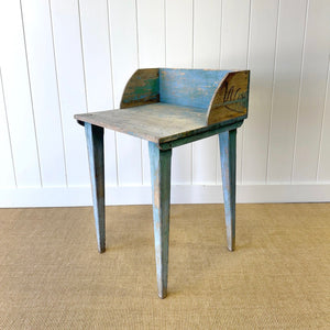 CVX - An Antique and Rustic Blue Galleried Side Table or Potting Bench