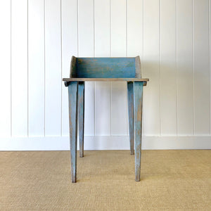 CVX - An Antique and Rustic Blue Galleried Side Table or Potting Bench