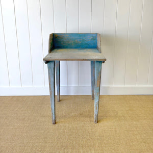 CVX - An Antique and Rustic Blue Galleried Side Table or Potting Bench