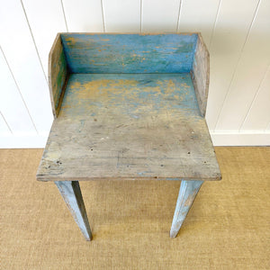 CVX - An Antique and Rustic Blue Galleried Side Table or Potting Bench