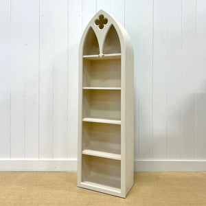 An English Late 19th Century Gothic Style Painted Oak Bookcase