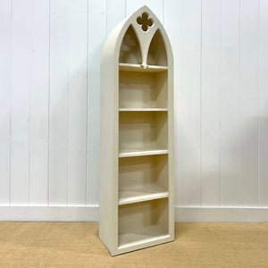 An English Late 19th Century Gothic Style Painted Oak Bookcase