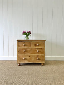 A Charming English Pine Chest of Drawers Dresser with Wooden Knobs c1890