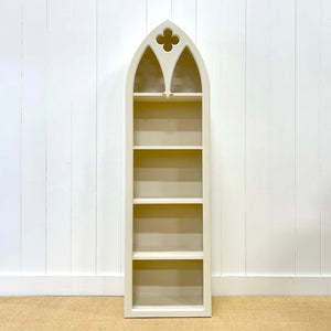An English Late 19th Century Gothic Style Painted Oak Bookcase