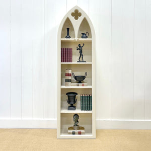 An English Late 19th Century Gothic Style Painted Oak Bookcase