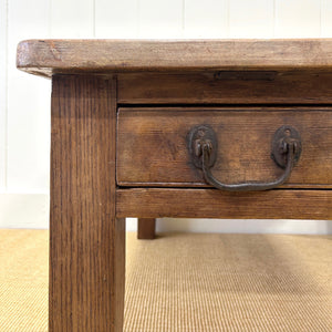 Antique English Country Pine and Oak Coffee Table c1890