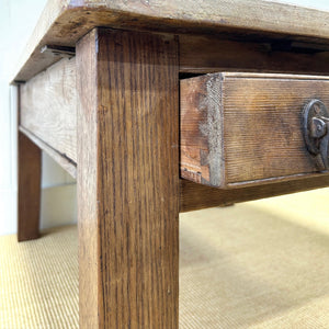 Antique English Country Pine and Oak Coffee Table c1890
