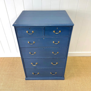 A Tall Blue English Chest of Drawers Dresser c1890