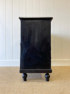 An Antique English Ebonized Black Chest of Drawers Dresser c1890