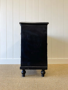 An Antique English Ebonized Black Chest of Drawers Dresser c1890