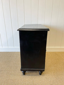 An Antique English Ebonized Black Chest of Drawers Dresser c1890