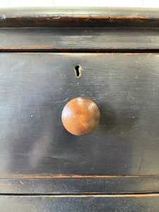 An Antique English Ebonized Black Chest of Drawers Dresser c1890