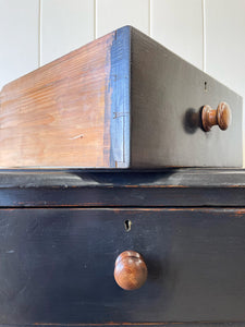 An Antique English Ebonized Black Chest of Drawers Dresser c1890