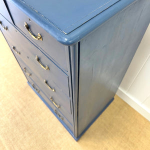 A Tall Blue English Chest of Drawers Dresser c1890