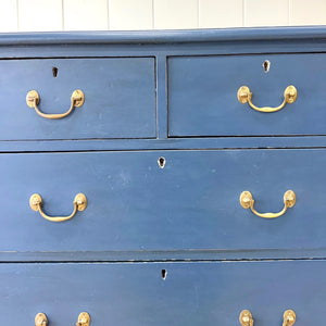 A Tall Blue English Chest of Drawers Dresser c1890