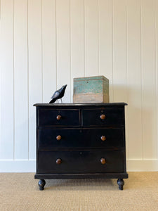 An Antique English Ebonized Black Chest of Drawers Dresser c1890