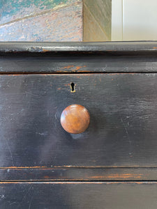 An Antique English Ebonized Black Chest of Drawers Dresser c1890