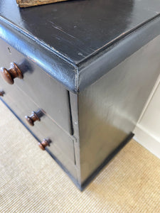 An Antique English Ebonized Black Chest of Drawers Dresser c1890