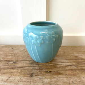 Blue Floral Art Pottery Vase by Rookwood Pottery c1947