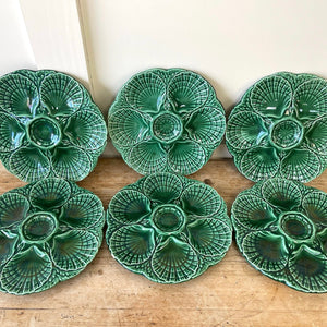 Majolica French Barbotine Oyster Plates (Set of 6)