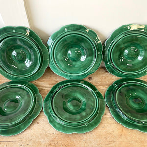Majolica French Barbotine Oyster Plates (Set of 6)
