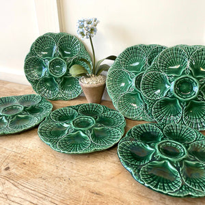 Majolica French Barbotine Oyster Plates (Set of 6)