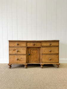 A Large English Country 7 Drawer Pine Buffet or Sideboard c1860