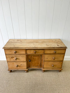 A Large English Country 7 Drawer Pine Buffet or Sideboard c1860