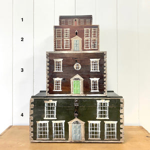 Collection of 4 Antique Painted Georgian Country House Boxes