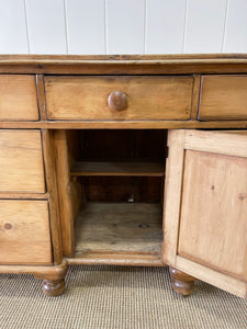 A Large English Country 7 Drawer Pine Buffet or Sideboard c1860