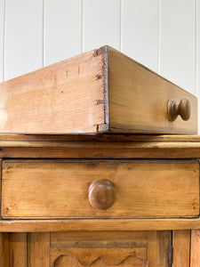 A Large English Country 7 Drawer Pine Buffet or Sideboard c1860