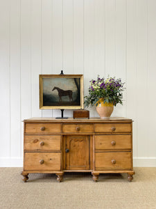 A Large English Country 7 Drawer Pine Buffet or Sideboard c1860