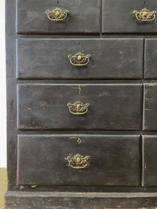 A Large English Ebonized Pine Black Chest of Drawers Dresser c1890
