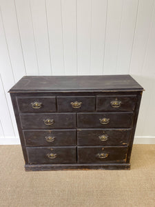 A Large English Ebonized Pine Black Chest of Drawers Dresser c1890