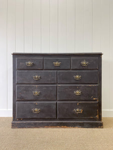 A Large English Ebonized Pine Black Chest of Drawers Dresser c1890