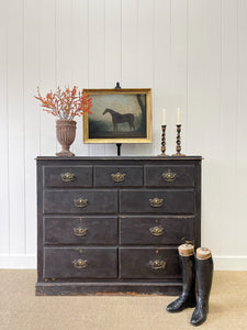 A Large English Ebonized Pine Black Chest of Drawers Dresser c1890
